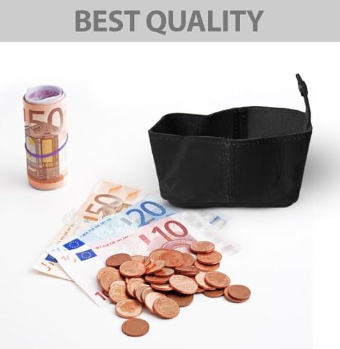 Image of Contacts Handcrafted Leather Coin Pouch - Compact Change Holder & Mini Wallet for Men & Women - Black