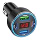 Zigarettenanzünder USB C, 4-Port USB-C Zigarettenanzünder Adapter, 12v USB Adapter Auto PD/QC Handy Auto Ladegerät with Voltmeter kfz Schnellladegerät für iPhone Samsung Telefon Tablets