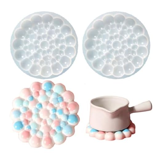 BIGEBO Coaster Resin Molds, 2 PCS Bubble Round Silicone Coaster Molds for Epoxy Resin DIY Trinket Tray Cup Mats Home Decoration Flower Bouquet Preservation