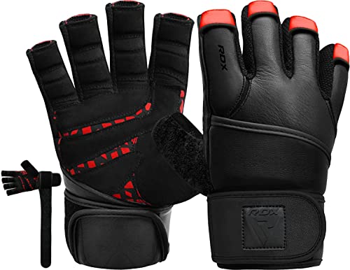 Rdx Weight Lifting Gloves Gym Workout, Maya Hide Leather, 50Cm Long Wrist Support, Full Palm Protection, Powerlifting Strength Training Deadlifting Bodybuilding Exercise, Ventilated Men Women Home Gym #TOP1
