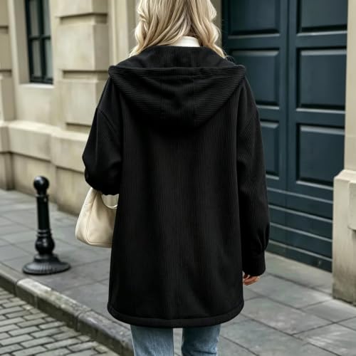 Womens Corduroy Jacket Shacket Button Down Shirts Long Sleeve Barn Coat - image 3