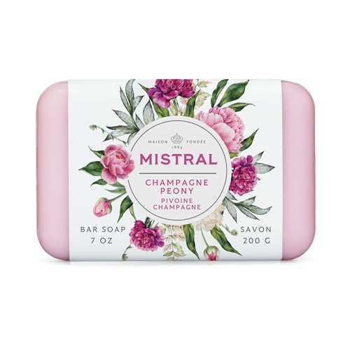 Mistral Classic French Bar Soap, Champagne Peony, 7 oz -