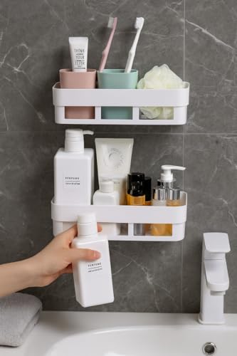 Image of perpetual Bathroom Organiser, Self Adhesive Bathroom Shelf for Wall, Washroom Organizer, Bathroom Rack Stand Without Drilling (2 Pcs) A