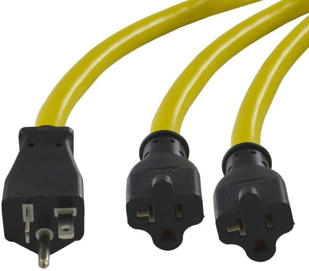 Conntek 20 Amp Y Adapter NEMA 5-20 Male end to 2 x NEMA 5-20 Female Receptacles, 25ft
