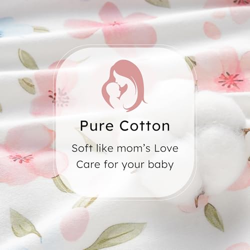 Image of Baby Sleep Sack 0-6 months, 100% Cotton Sleeping Sack for Newborn and Infant, 3 Pack Baby Wearable Blanket, 0.5 Tog Lightweight Double Zipper Sleep Bag Small Pink Butterfly Flower