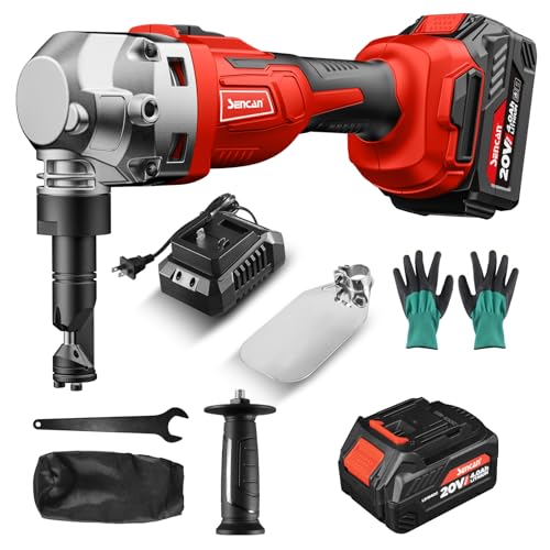 Cordless Metal Nibbler 16 Gauge Sheet Metal Cutter 1900RPM Brushless Motor | Replaced Blades for Cutting Aluminium, Stainless Steel, Plastic (With 2 4.0AH Battery, 1 additional cutter accessories)