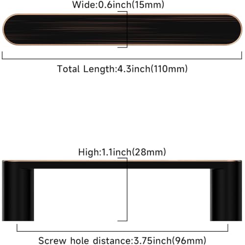 Image of Asidrama 10 Pack 3.75 Inch(96mm) Oil Rubbed Bronze Kitchen Cabinet Handles, Cabinet Pulls Kitchen Cabinet Hardware Cupboard Handles Drawer Pulls 3644
