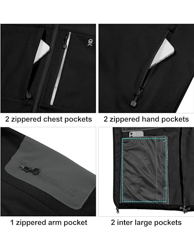 Little Donkey Andy Men's Softshell Jacket with Hood, Fleece Lined Winter Jackets for Hiking, Windproof Water-resistant4