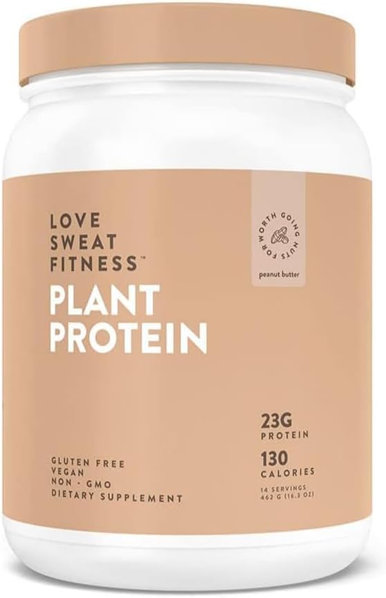 Love Sweat Fitness Organic Vegan Protein Powder for Women | 23g Plant Protein | No Bloat, No Chalk | Peanut Butter | Gluten Free, Non-GMO | 14 Servings
