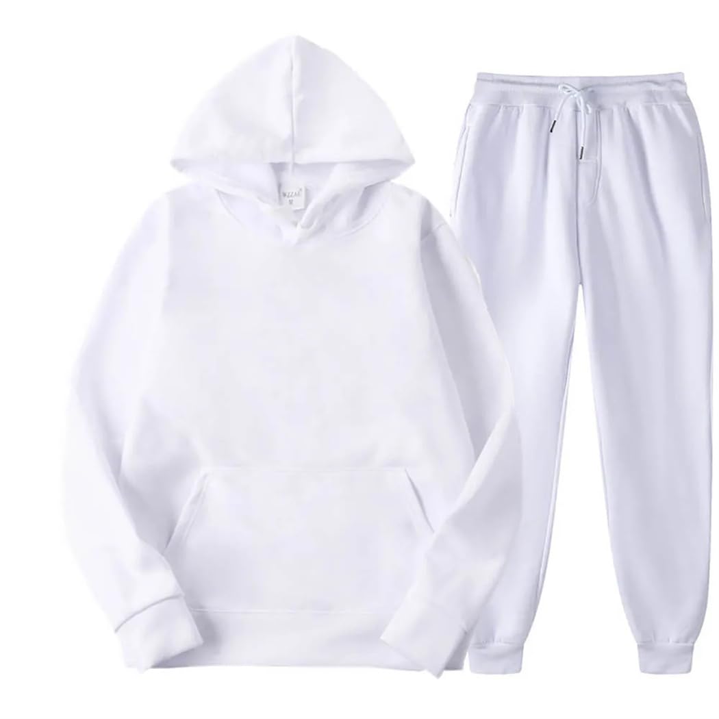 Tuta da uomo e donna, set da 2 pezzi, felpa con cappuccio + pantaloni con coulisse, abbigliamento sportivo da corsa