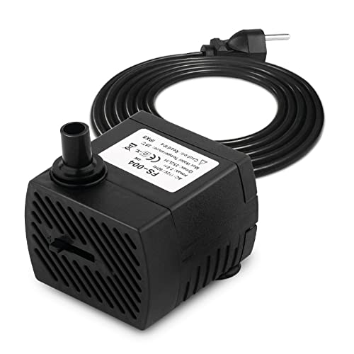 Pompe à eau submersible 350L/H 5W pour poisson, aquarium, étang ou fontaines - Hauteur maximale de 0,8 mètre - Deux connexions de sortie - régulateur de puissance - Pompe à eau basse consommation Cover