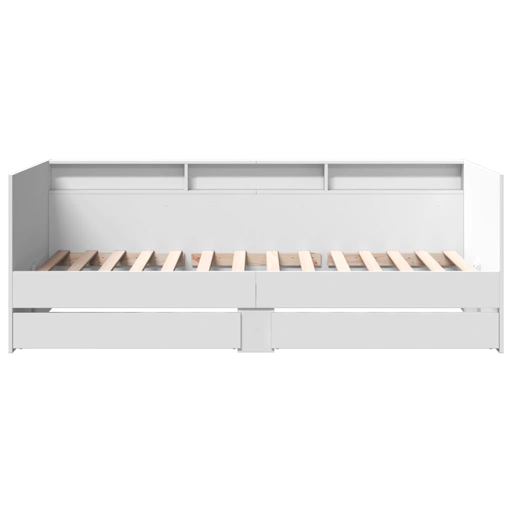 Modernes Tagbett aus Eichenholz mit Stauraumschubladen Massiv- und Holzwerkstoff Stylisches multifunktionales Loungemöbel Weiß,100 x 200 cm