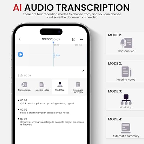 Image of AI Voice Recorder,Magnetic Digital Voice Recorder with Transcribe & Summarize Empowered by ChatGPT,Audio Recorder for Lectures, Meetings, Calls,Portable Audio Recorder Support 59 Languages (Black)