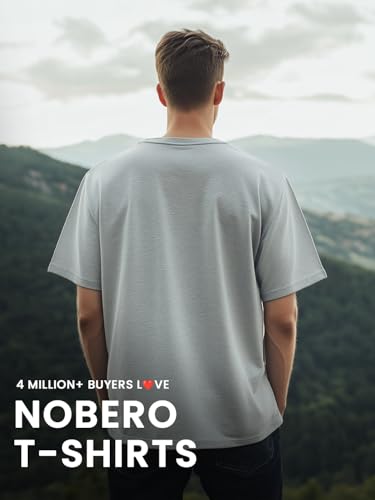 Image of Nobero 100% Cotton Oversized T Shirts for Men Stylish | Oversized Fit | Solid T Shirts for Men 180 GSM Combed Cotton | Round Neck Half Sleeve