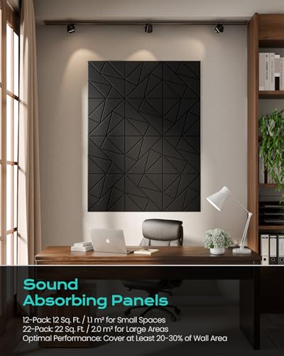 Image of 12 Pack Geometric Sound Proof Foam Panels for Walls 12 inchx12 inchx0.4 inch Fiber