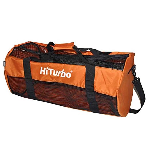 Hiturbo Mesh Duffel Bag, Dive Bags Travel Beach Gear Diving Duffels Luggage for Scuba, Surfing and Snorkeling (Orange)