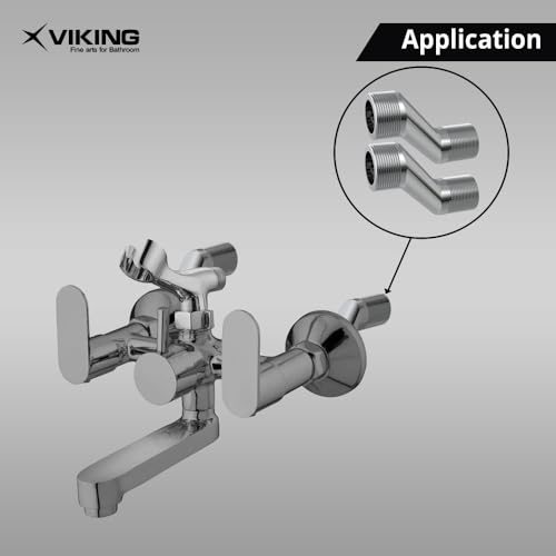 Image of Viking Brass Wall Mixer Legs (Pair) - Chrome-Plated Plumbing Legs for Bathroom - 20mm (3 /4 inch) & 15mm (1 /2 inch) Thread,Both Outer Threads- Smooth Operation & Precision Control