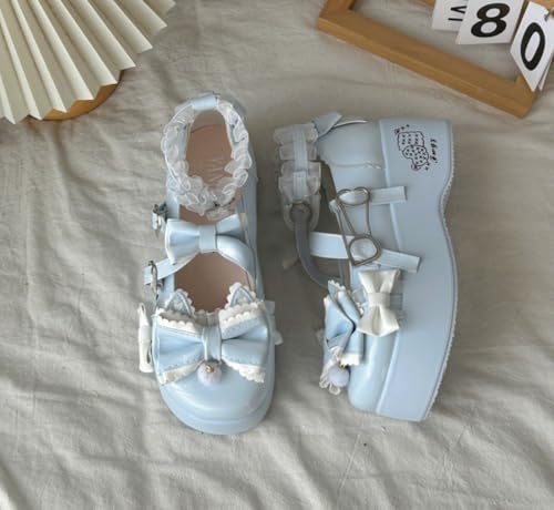 ZQW Japanese Kawaii Lolita Mary Jane Shoes for Women Y2K Cute Chunky Platform Shoes Comfort Dressy Cosplay JK Uniform Flats4
