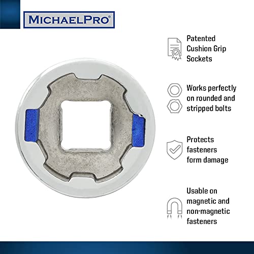 MichaelPro MP001211 18Pc Metric Wrench Set with Cushion Grip Sockets (8-19mm) | Extractor Wrenches for Rounded, Stripped Bolts & Nuts by MichaelPro - Image 4