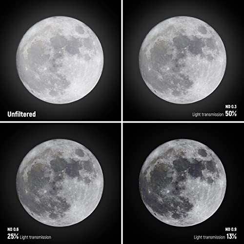 Image of NEEWER Lunar Filter Kit with 3 ND Lunar Filters (ND0.9 ND0.6 ND0.3), Lunar Starglow Filter, Moon Map, Cleaning Cloth for Moon Viewing Lunar Observation, Compatible with 1.25 inch Telescope Eyepiece, FL-25