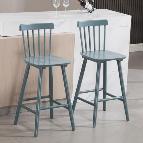 chairus-26-Inch-Modern-Windsor-Bar-Stools-Set-of-2-Farmhouse-Wooden-Armless-Counter-Height-Bar-Stools-Chairs-with-Spindle-Back-Footrest-for-Kitchen-Island-Bistro-Pub-Blue-Grey chairus 26 Inch Modern Windsor Bar Stools Set of 2 Farmhouse Wooden Armless Counter Height Bar Stools Chairs with Spindle Back Footrest for Kitchen Island Bistro Pub Blue Grey