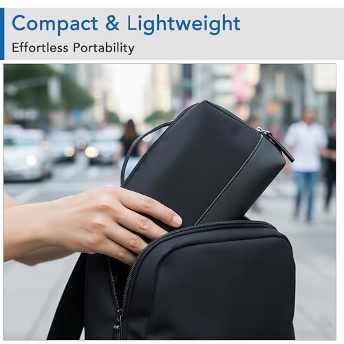Image of OBLIQUE Siri Tech Pouch Accessories Organizer | Water Resistant Tech Organizer Bag for SD Cards, Hard Drives, Earphones, & Adapters | Premium Faux Leather, Comfortable Hand Carry Strap, Unisex