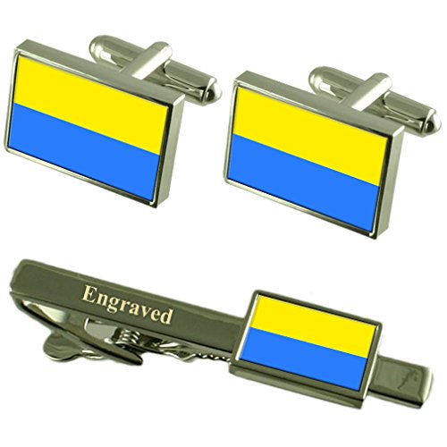 Select Gifts Latacunga City Ecuador vlag manchetknopen gegraveerd stropdas clip set