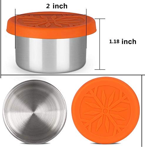 Stainless Steel Condiment Containers with Lids, 3 Pack Leak Proof Salad Dressing Containers with Lids, 1.6oz Mini Metal Condiment Cups with Lids, Reusable Sauce Cups with Lids for Condiments, Sauce