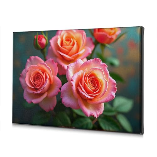 Tableau sur toile salon bouquet de roses déco murale 40x60 cm