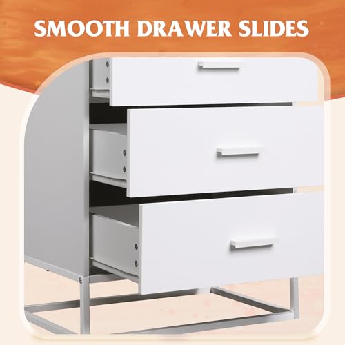 WLIVE White Wood Dresser for Bedroom with 4 Drawers, Tall Chest of Drawers with Sturdy Metal Frame for Living Room, Hallway, Closet - Image 7