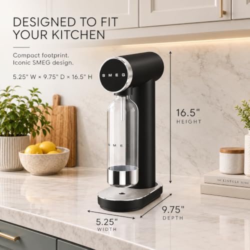 Image of SMEG SKC01 Sparkling Water Maker, Soda Maker with 1L Tritan Renew Bottle
