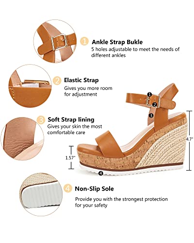 Image of Coutgo Women's Espadrille Wedge Platform Sandals Open Toe Ankle Buckle Strap Casual Summer Shoes