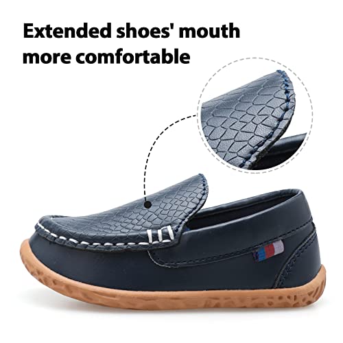 Loafers For Baby Infant Boys Girls Kids Soft Faux Leather Slip On Flat Dress Shoes Moccasins Walking Shoes Newborn Crib Shoes For Casual Daily Uniform Wedding Toddler 6.5 Navy #TOP2