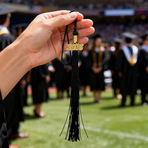 Image of 10 Pieces 2026 Graduation Tassels Bulk with Gold Year Charms for Graduation Cap Accessories (Black)