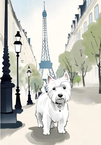 Westie in Paris: A5 lined notebook journal, diary, notes