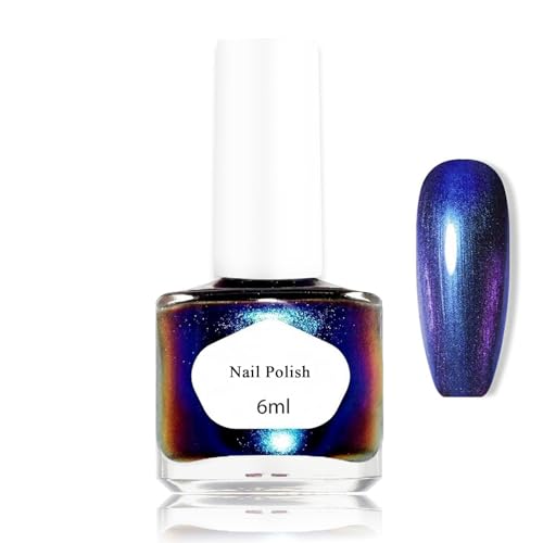 Chameleon Blau Glitzer Chrom-Nagellack - Holographic Glitter Nagellack Schnell Trocknend - Chamäleon Laser Ohne Trocknen UV-Lampe für Frauen at Home DIY (Blau, 6ML)