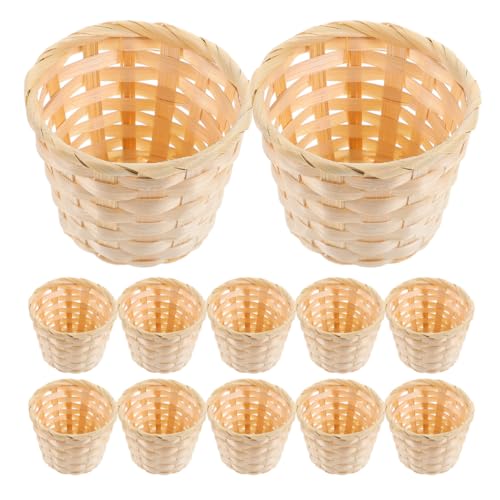 BESPORTBLE Mini Panier De Rangement En Osier - Ensemble De 36 PCS Panier Tissé En Bois Pour Fleurs Et Déco De Bureau - Panier Rond Petit Pour Organisation Et...