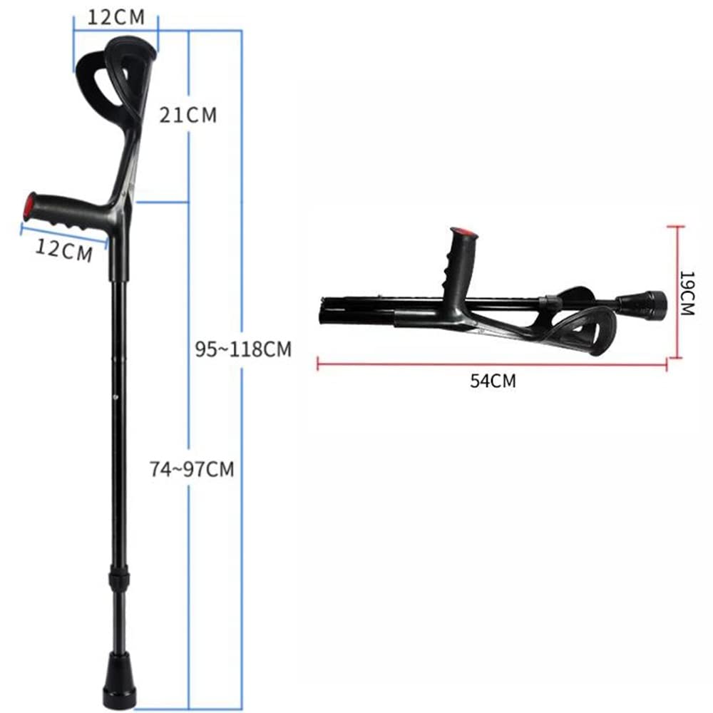 Plegables Muletas, Bastones para Adulto, Regulables Muletas De Antebrazo,Ajustables Muletas para Viaje para Mayores Discapacitados, Negras (Size : 2pcs)