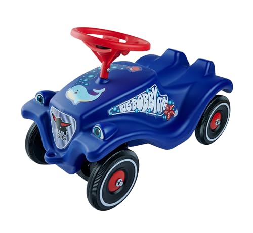 BIG-Bobby-Car Classic Ocean - Kinderfahrzeug mit Aufklebern in Ozean Design, für Jungen und Mädchen, belastbar bis zu 50 kg, Rutschfahrzeug für Kinder ab 1 Jahr, blau