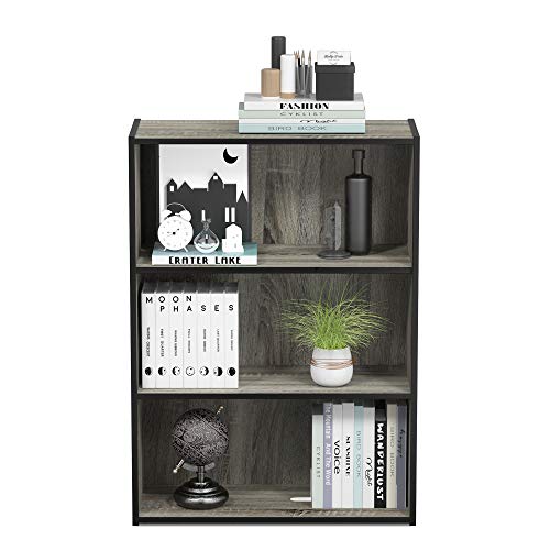 Image of Furinno PASIR Book Shelf, 3-Tier Bookshelf, Storage Shelves Bookcase, 9.7 x 23.7 x 31.5, for Living Room, Bedroom, Home Office, French Oak