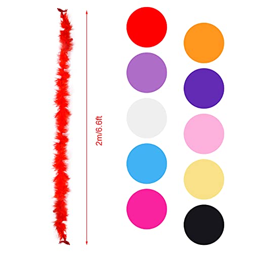 Wxj13 10 Pack 6.6Ft Colorful Feather Boas, Natural Turkey Feathers Women Girls Dress Up Boa Craft Wedding Party Dress Up Halloween Costume Decoration Stage Performances Photo Shoot #TOP1