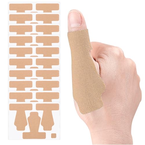 Xemz Precut Kinesiology Tape for Thumb, 30 Pcs Elastic Breathable Athletic Tapes Thumb Support Brace Tape, Self Adhesive Big Toe Brace Strap Thumbs Guard Patches for Tendonitis Joint Support (Skin)