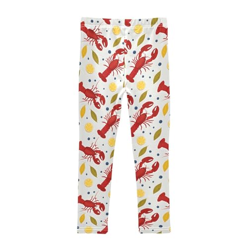 Red Lobster Lemon Leaf Girls Leggings Ultra Soft Compression Yoga Gym Pants for Kids 4-10T2