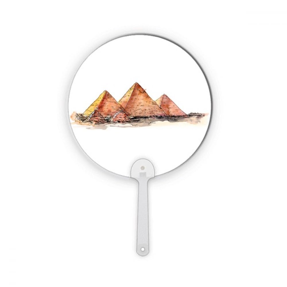 Éventail rond en plastique Égypte Pyramide de Gizeh Art Déco portable