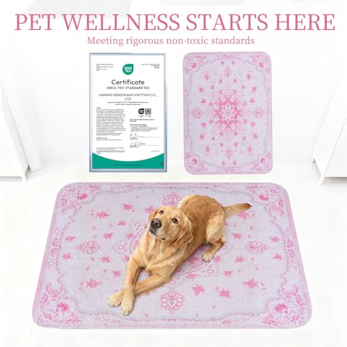 Image of Homimp Washable Pee Pads for Dogs, 2 Pack Reusable Puppy Pads Waterproof, Absorbent and Leakproof Dog Pee Pads, Non Slip Puppy Training Pads, Pet Mat for Floor,Crate,Couch,Whelping,Pink, 36 inchx41 inch
