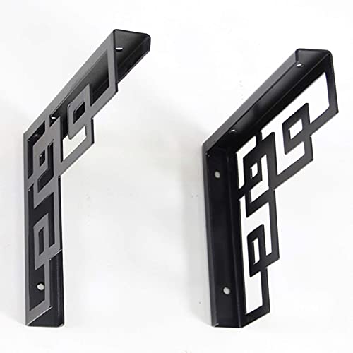 Support étagère mural fer forgé noir style rétro lot de 2 - 4