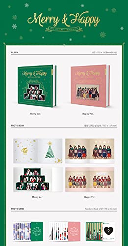 Twice -[Merry & Happy]1St Repackage Happy Ver Cd+84P Photo Book+3P Photo Cards+1P Post Card+1P Sticker K-Pop Sealed #TOP1