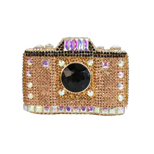Image of UMREN Novelty Crystal Camera Shaped Clutch Purse for Women Sparkly Rhinestones Evening Clutch Bag Glitter Bridal Prom Handbag