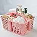 ALINK Plastic Shower Caddy Basket with Compartments, Portable Divided Cleaning Supply Storage Organizer with Handle for College Dorm Bathroom - Pink