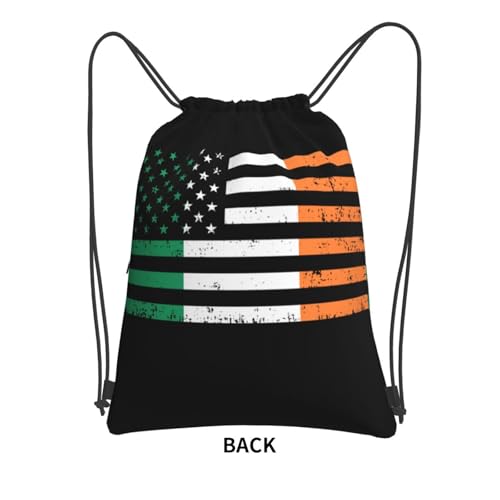 Vintage Irish American Flag Drawstring Backpack Patriotic zipper Drawstring Bag for Men Women Sport Yoga Travel Gym2